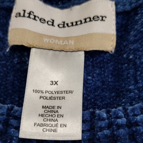 Alfred Dunner: Long Sleeve Pullover Sweater, Size 3X, Blue/Grey/White - Picture 3 of 4
